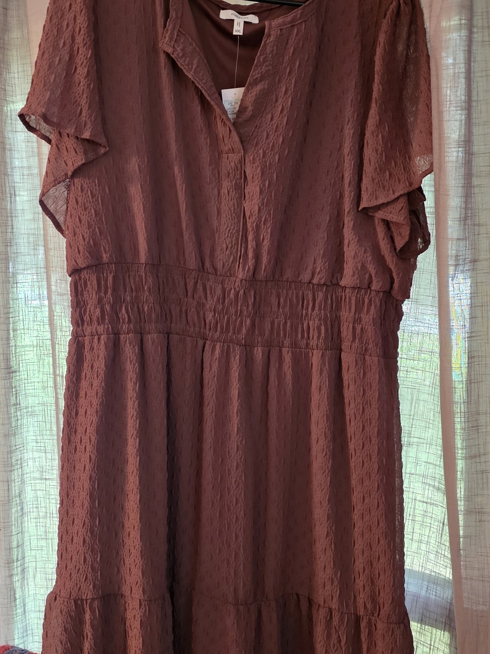 Maurices Mauve V-Neck Flutter Sleeve Midi Dress
